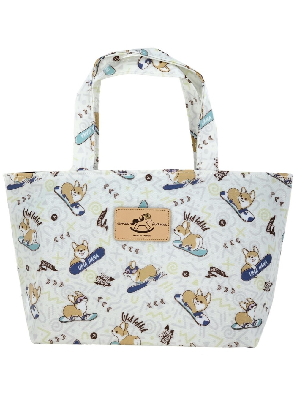 Waterproof Corgi Snowboard Small Tote Handbag Purse